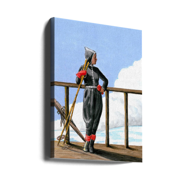 Skier with Red Gloves - Stretched Canvas, Poster or Fine Art Print I Heart Wall Art