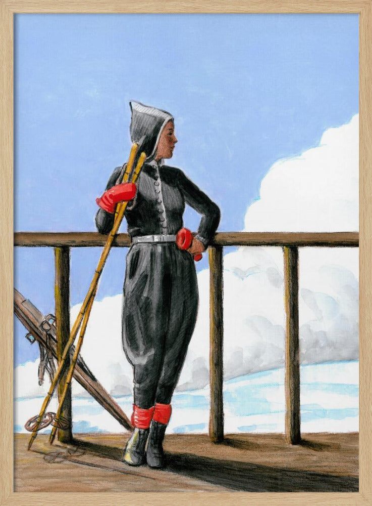 Skier with Red Gloves - Stretched Canvas, Poster or Fine Art Print I Heart Wall Art