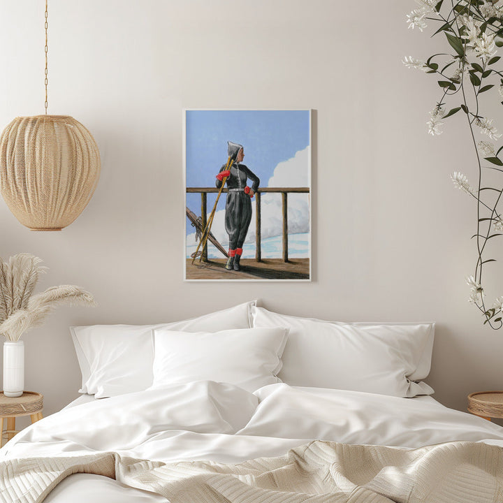 Skier with Red Gloves - Stretched Canvas, Poster or Fine Art Print I Heart Wall Art