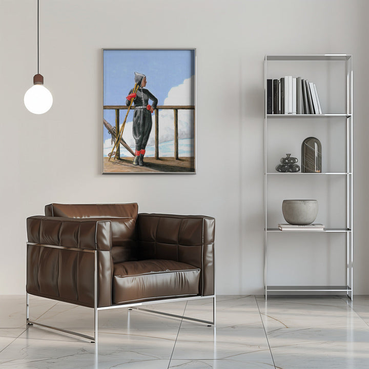 Skier with Red Gloves - Stretched Canvas, Poster or Fine Art Print I Heart Wall Art