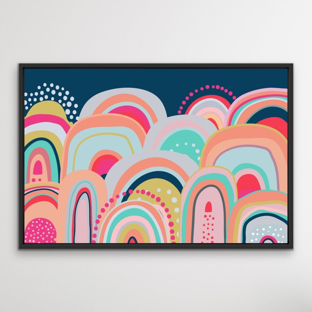 Sky High - Bright Colourful Mountain Canvas and Paper Art Print - I Heart Wall Art
