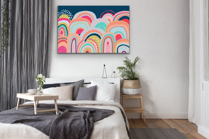 Sky High - Bright Colourful Mountain Canvas and Paper Art Print - I Heart Wall Art