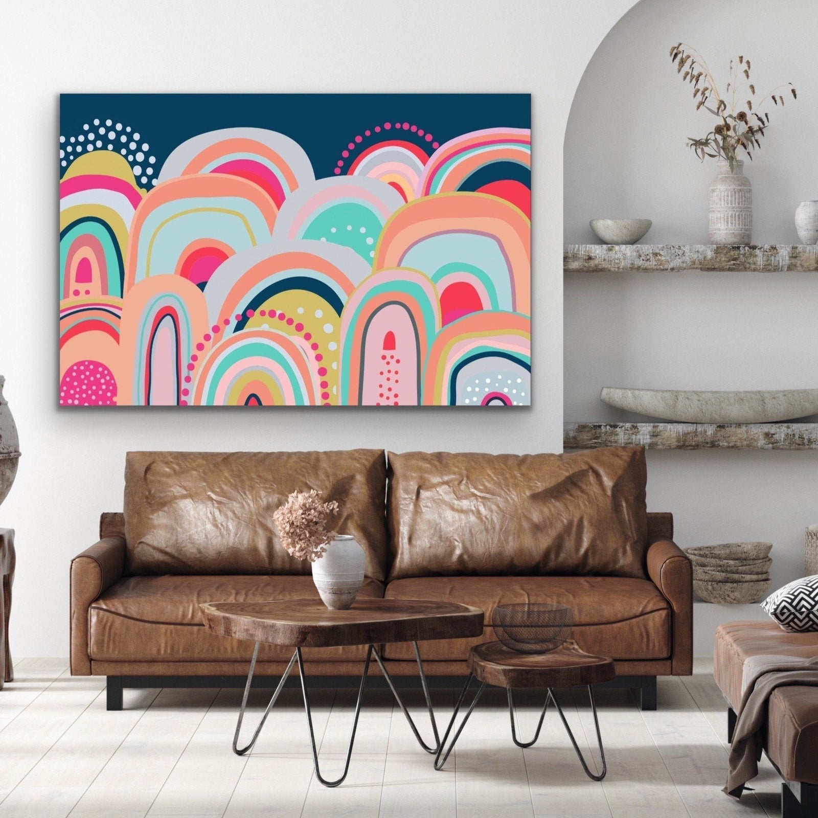 Sky High - Bright Colourful Mountain Canvas and Paper Art Print - I Heart Wall Art
