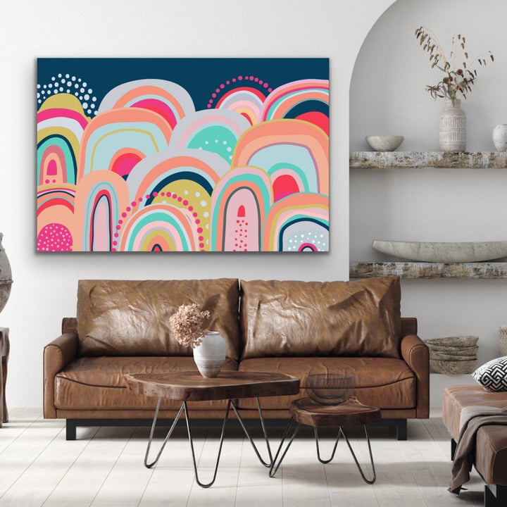 Sky High - Bright Colourful Mountain Canvas and Paper Art Print - I Heart Wall Art