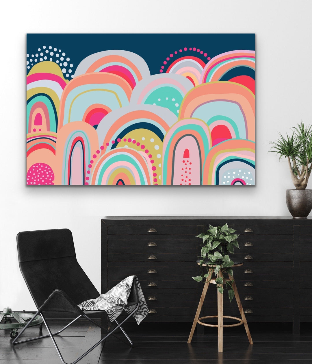 Sky High - Bright Colourful Mountain Canvas and Paper Art Print - I Heart Wall Art