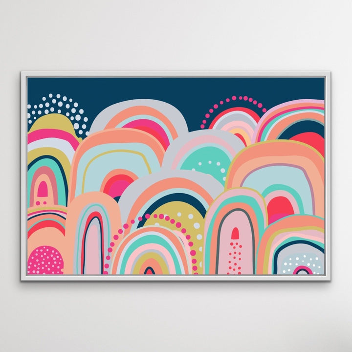 Sky High - Bright Colourful Mountain Canvas and Paper Art Print - I Heart Wall Art