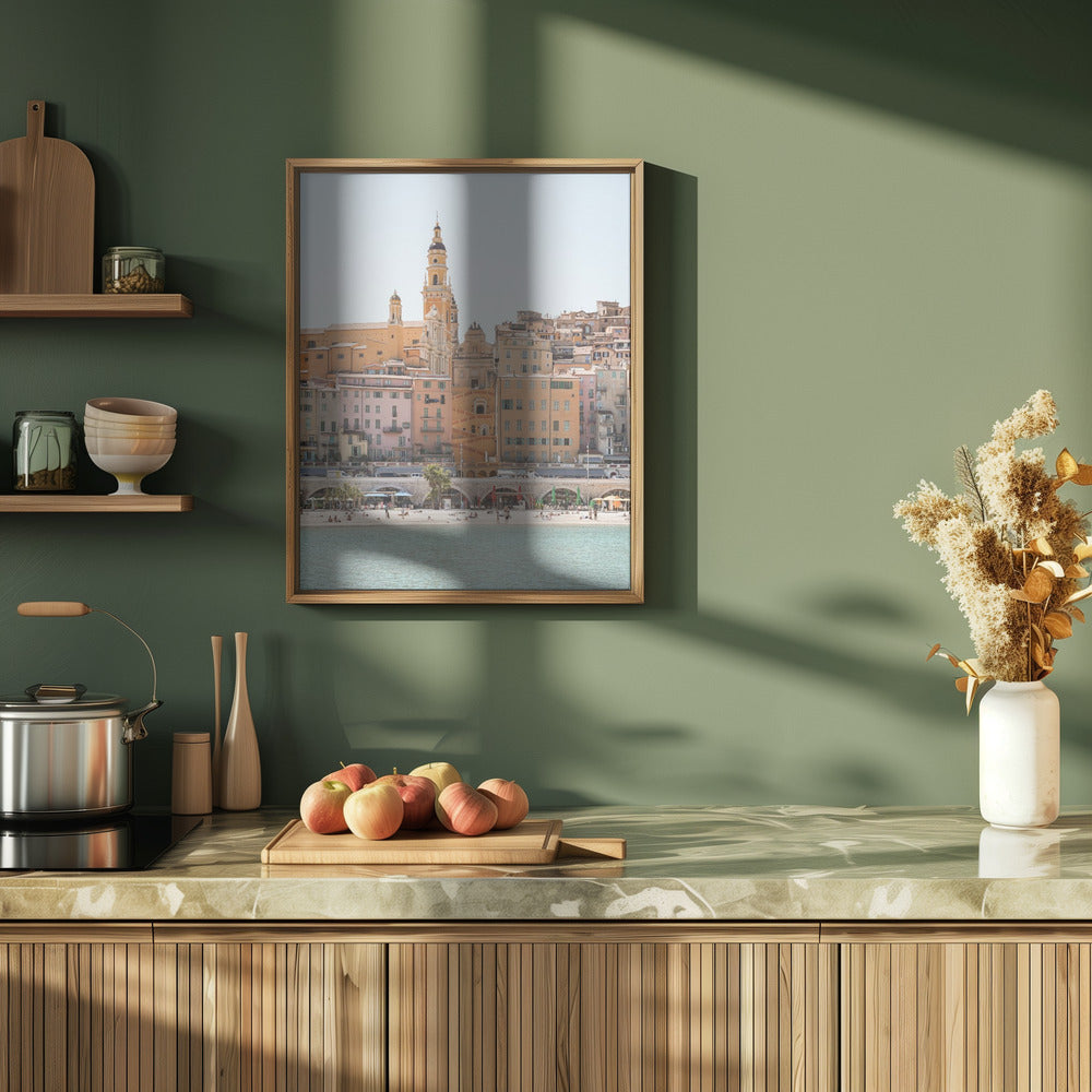 Skyline of Menton - Stretched Canvas, Poster or Fine Art Print I Heart Wall Art