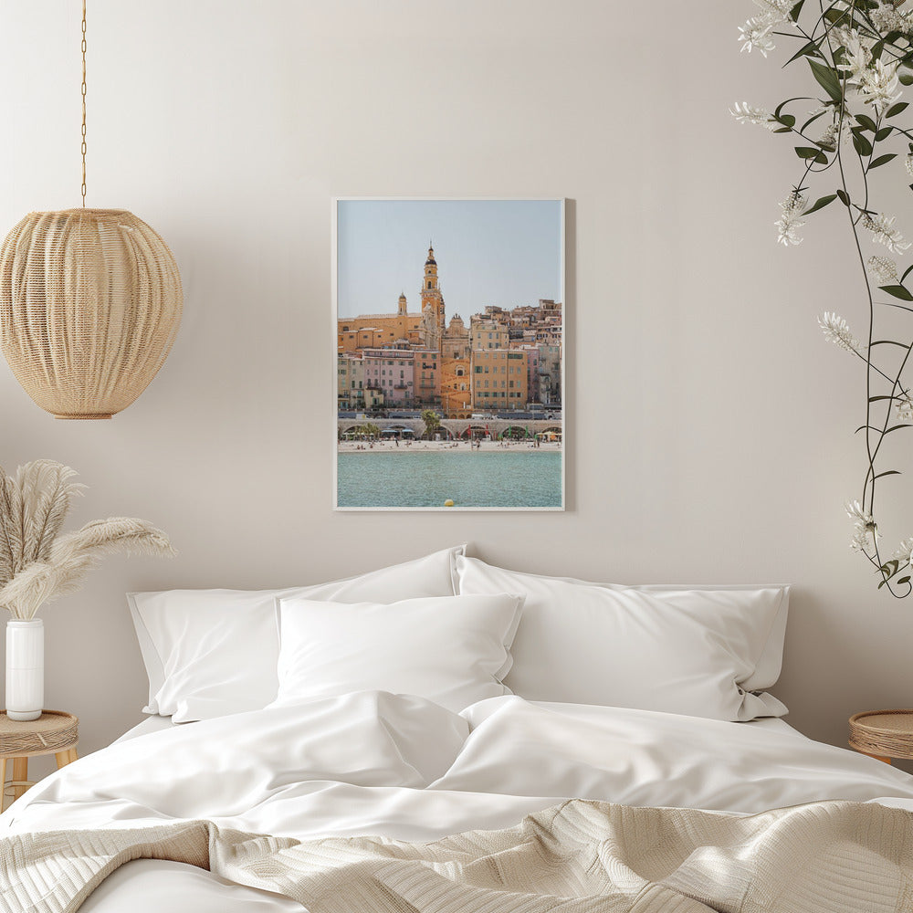 Skyline of Menton - Stretched Canvas, Poster or Fine Art Print I Heart Wall Art