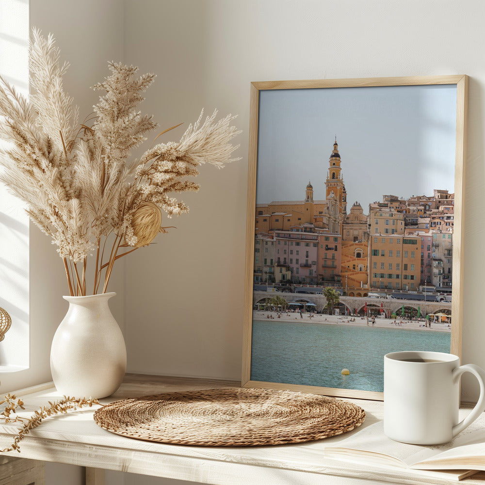 Skyline of Menton - Stretched Canvas, Poster or Fine Art Print I Heart Wall Art