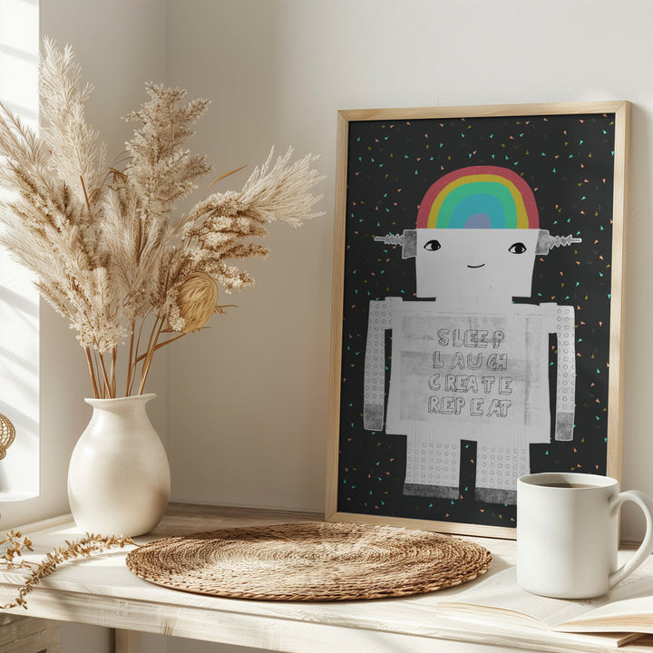 Sleep Laugh Create Repeat - Stretched Canvas, Poster or Fine Art Print I Heart Wall Art