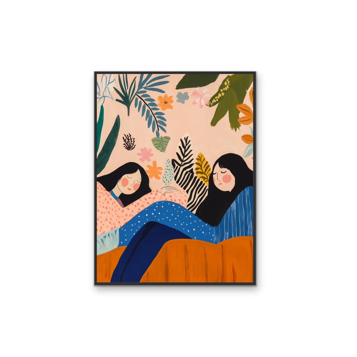 Sleeping Beauties - Abstract Women, Floral and Patterned Stretched Canvas, Wall Art Print I Heart Wall Art