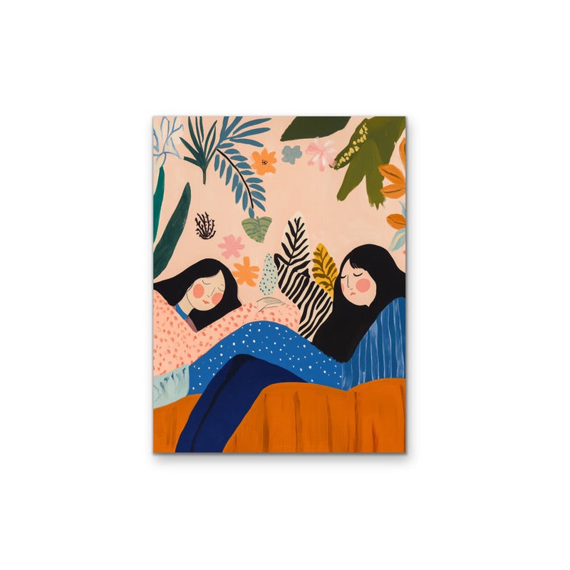 Sleeping Beauties - Abstract Women, Floral and Patterned Stretched Canvas, Wall Art Print I Heart Wall Art