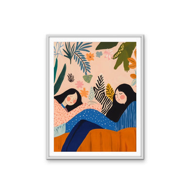 Sleeping Beauties - Abstract Women, Floral and Patterned Stretched Canvas, Wall Art Print I Heart Wall Art