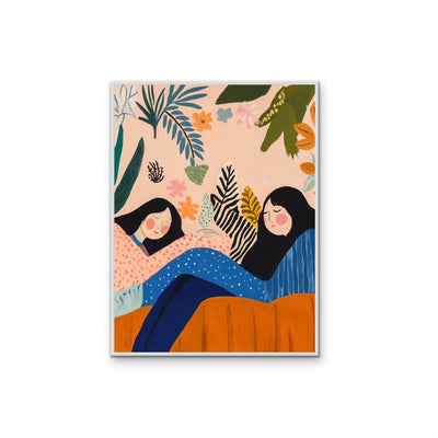 Sleeping Beauties - Abstract Women, Floral and Patterned Stretched Canvas, Wall Art Print I Heart Wall Art