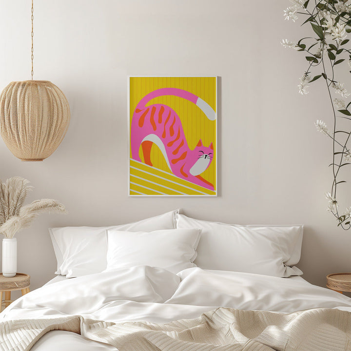 Snoozing Whiskers, Bright Adorable Cat - Stretched Canvas, Poster or Fine Art Print I Heart Wall Art