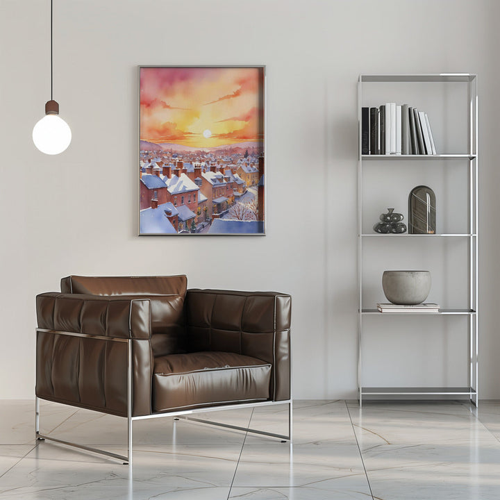 Snowy Christmas Morning Sunrise - Stretched Canvas, Poster or Fine Art Print I Heart Wall Art