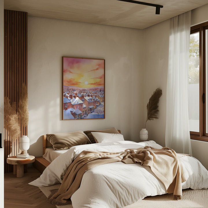 Snowy Christmas Morning Sunrise - Stretched Canvas, Poster or Fine Art Print I Heart Wall Art