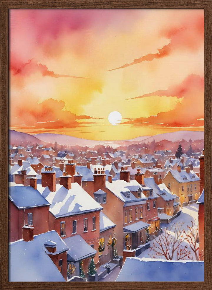 Snowy Christmas Morning Sunrise - Stretched Canvas, Poster or Fine Art Print I Heart Wall Art