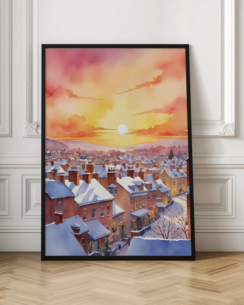 Snowy Christmas Morning Sunrise - Stretched Canvas, Poster or Fine Art Print I Heart Wall Art