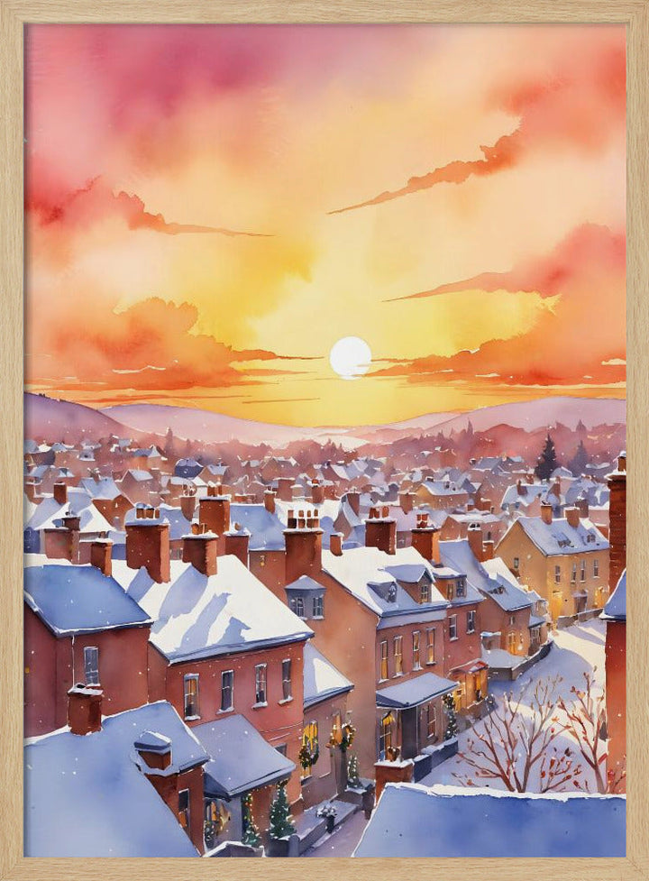 Snowy Christmas Morning Sunrise - Stretched Canvas, Poster or Fine Art Print I Heart Wall Art