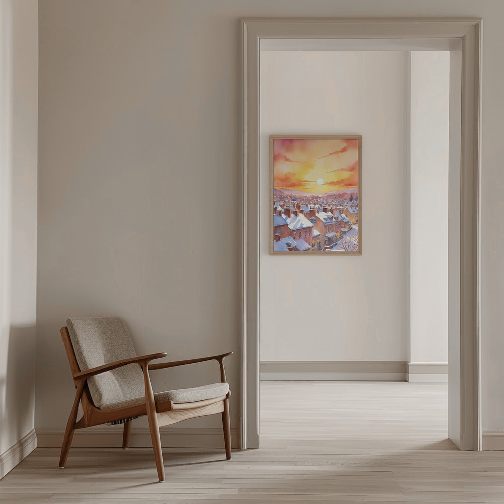Snowy Christmas Morning Sunrise - Stretched Canvas, Poster or Fine Art Print I Heart Wall Art