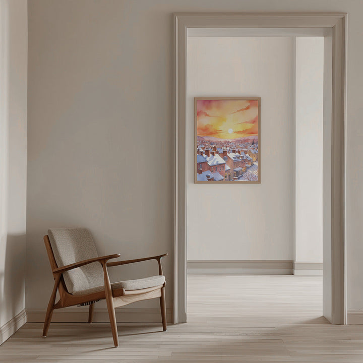Snowy Christmas Morning Sunrise - Stretched Canvas, Poster or Fine Art Print I Heart Wall Art