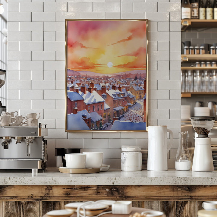 Snowy Christmas Morning Sunrise - Stretched Canvas, Poster or Fine Art Print I Heart Wall Art