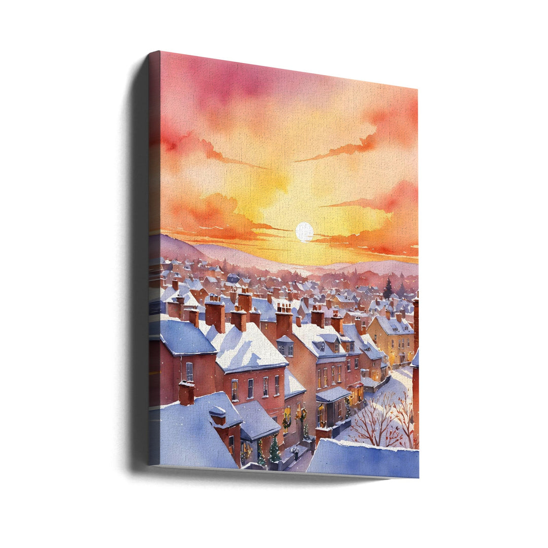 Snowy Christmas Morning Sunrise - Stretched Canvas, Poster or Fine Art Print I Heart Wall Art