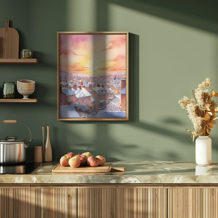 Snowy Christmas Morning Sunrise - Stretched Canvas, Poster or Fine Art Print I Heart Wall Art