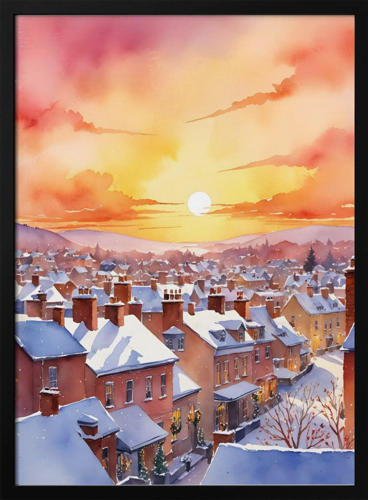 Snowy Christmas Morning Sunrise - Stretched Canvas, Poster or Fine Art Print I Heart Wall Art