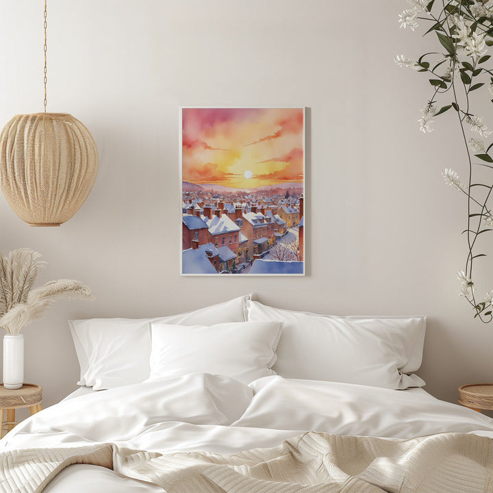 Snowy Christmas Morning Sunrise - Stretched Canvas, Poster or Fine Art Print I Heart Wall Art