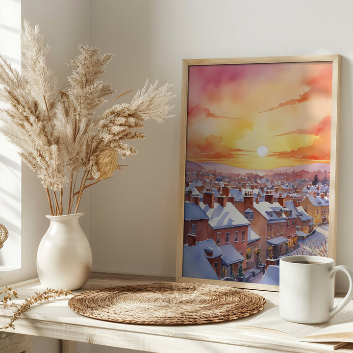 Snowy Christmas Morning Sunrise - Stretched Canvas, Poster or Fine Art Print I Heart Wall Art