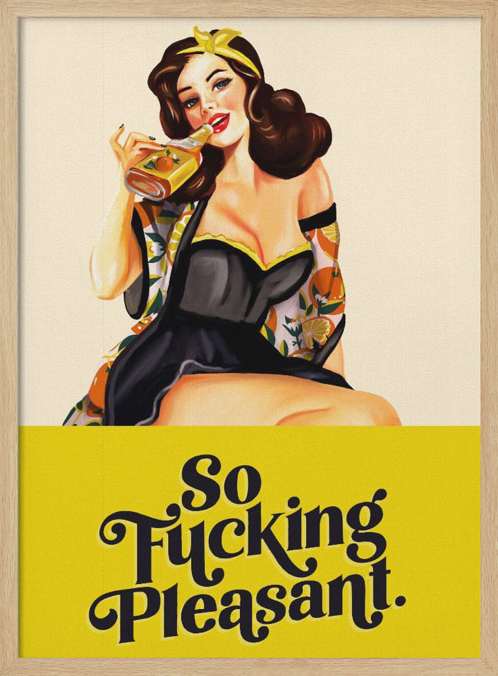 So Fucking Pleasant Art Deco Pinup Girl - Stretched Canvas, Poster or Fine Art Print I Heart Wall Art