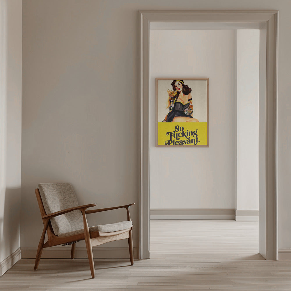So Fucking Pleasant Art Deco Pinup Girl - Stretched Canvas, Poster or Fine Art Print I Heart Wall Art