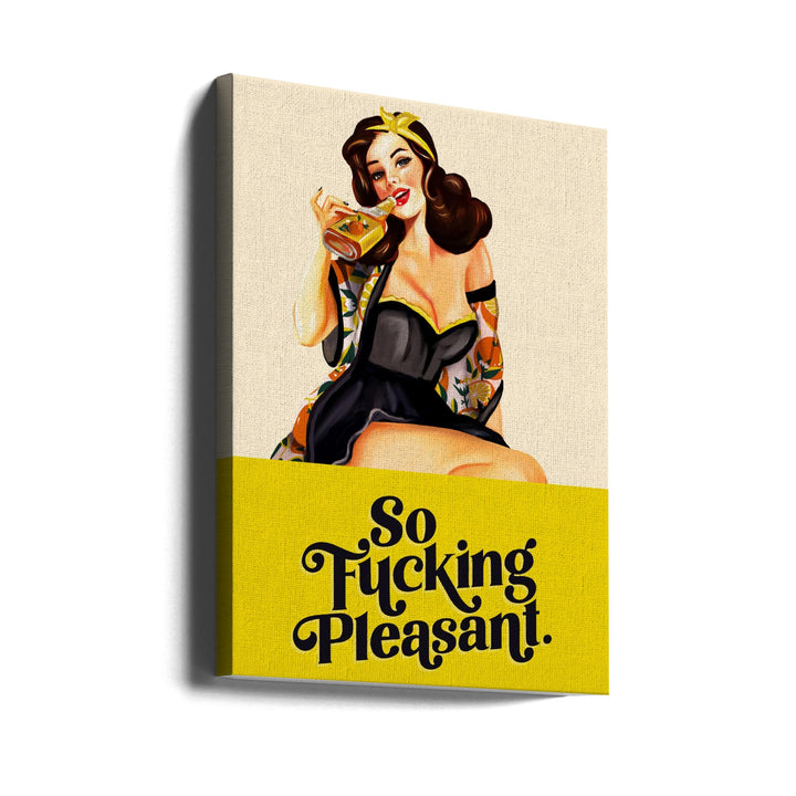 So Fucking Pleasant Art Deco Pinup Girl - Stretched Canvas, Poster or Fine Art Print I Heart Wall Art