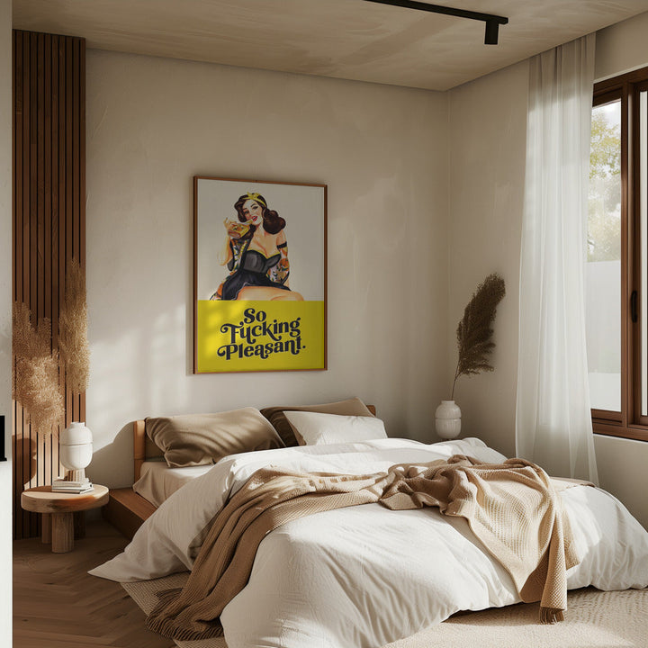 So Fucking Pleasant Art Deco Pinup Girl - Stretched Canvas, Poster or Fine Art Print I Heart Wall Art