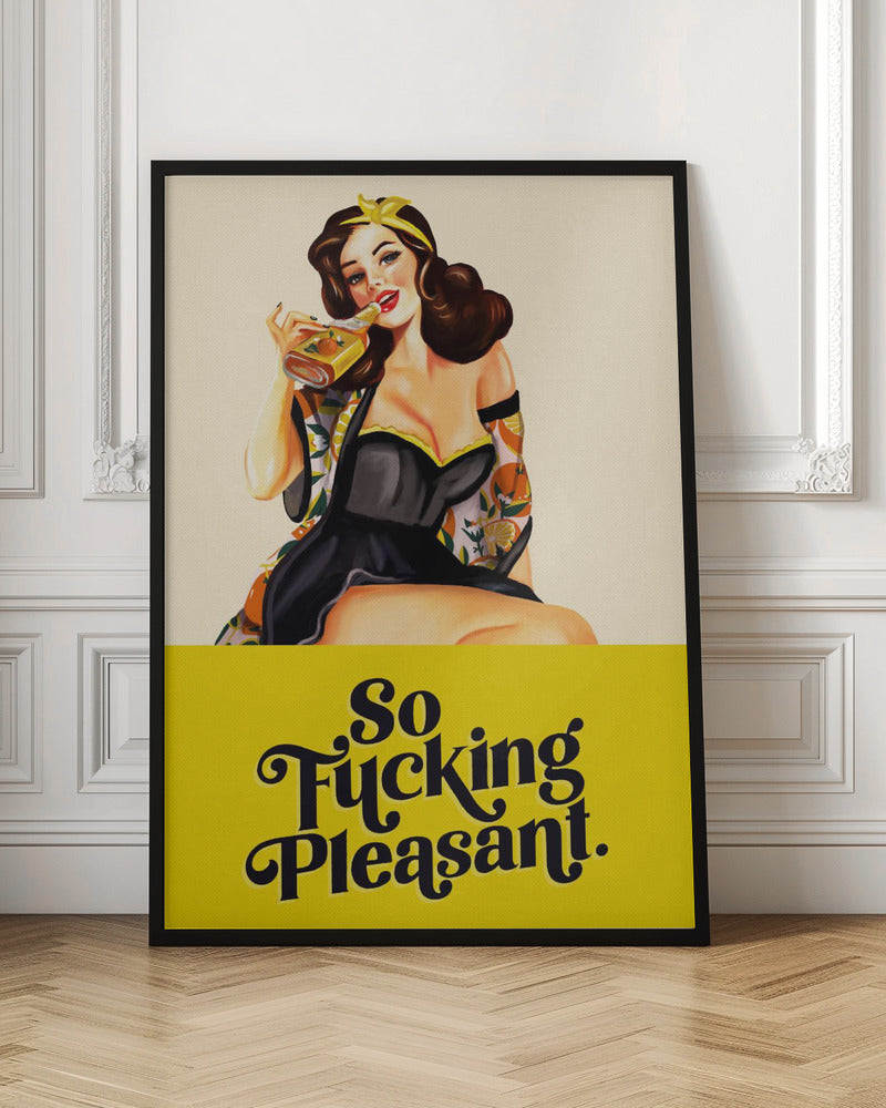 So Fucking Pleasant Art Deco Pinup Girl - Stretched Canvas, Poster or Fine Art Print I Heart Wall Art