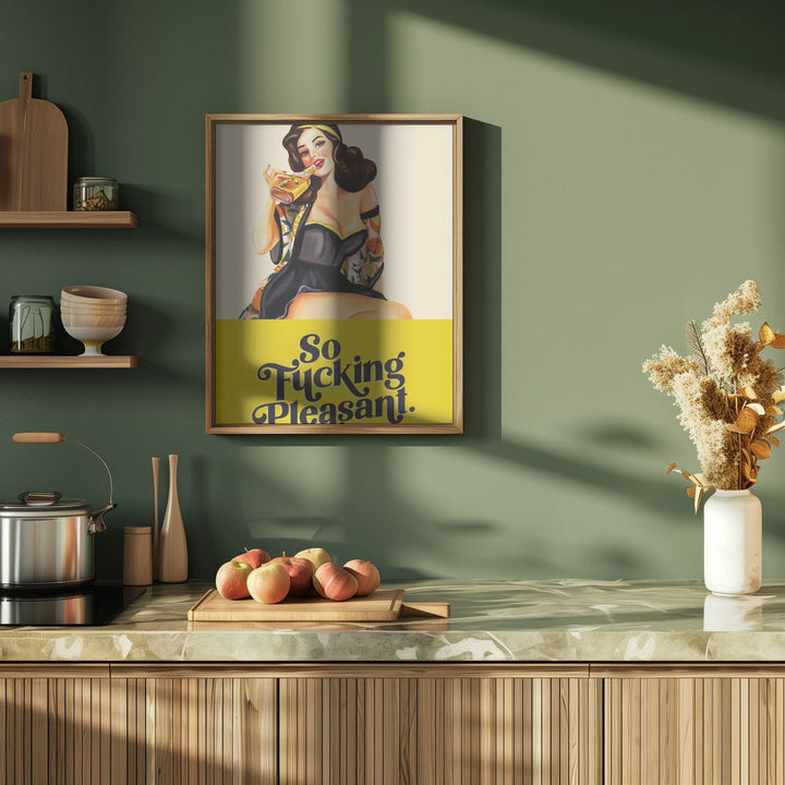So Fucking Pleasant Art Deco Pinup Girl - Stretched Canvas, Poster or Fine Art Print I Heart Wall Art