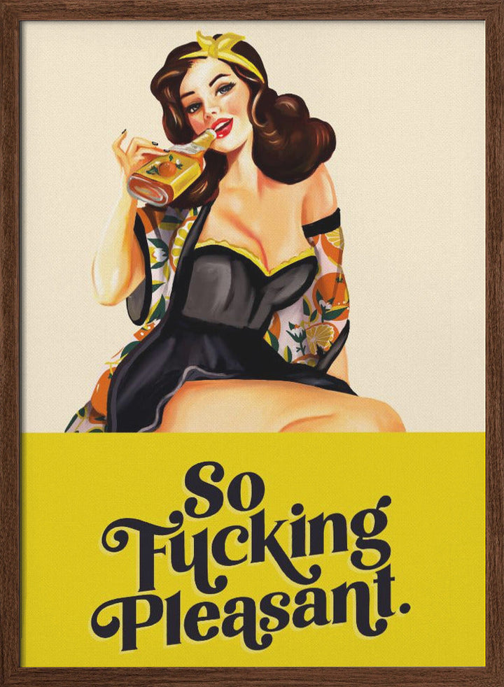 So Fucking Pleasant Art Deco Pinup Girl - Stretched Canvas, Poster or Fine Art Print I Heart Wall Art