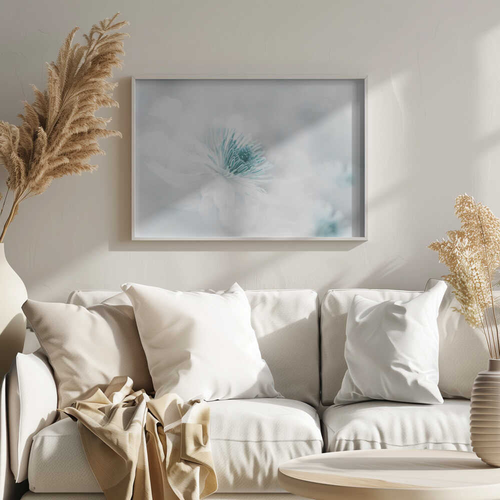 Soft Blue Floral Dream - Photographic Stretched Canvas Poster or Fine Art Print