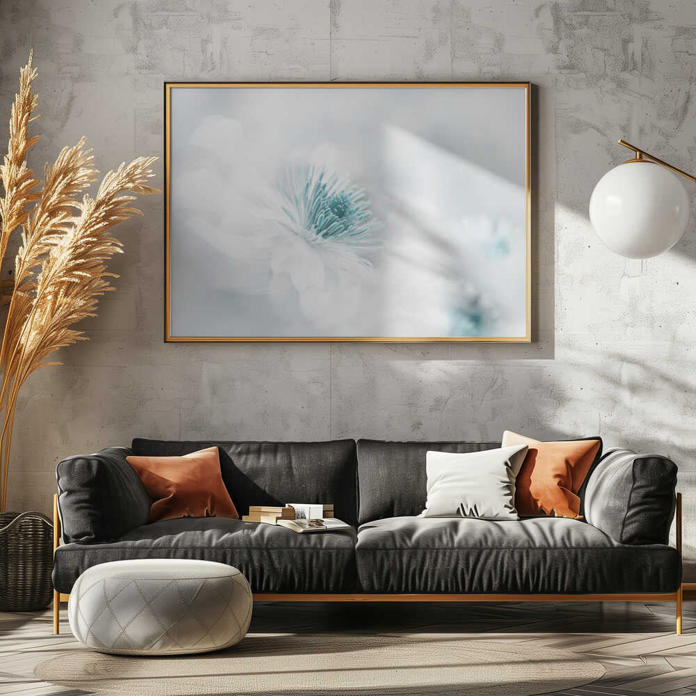 Soft Blue Floral Dream - Photographic Stretched Canvas Poster or Fine Art Print