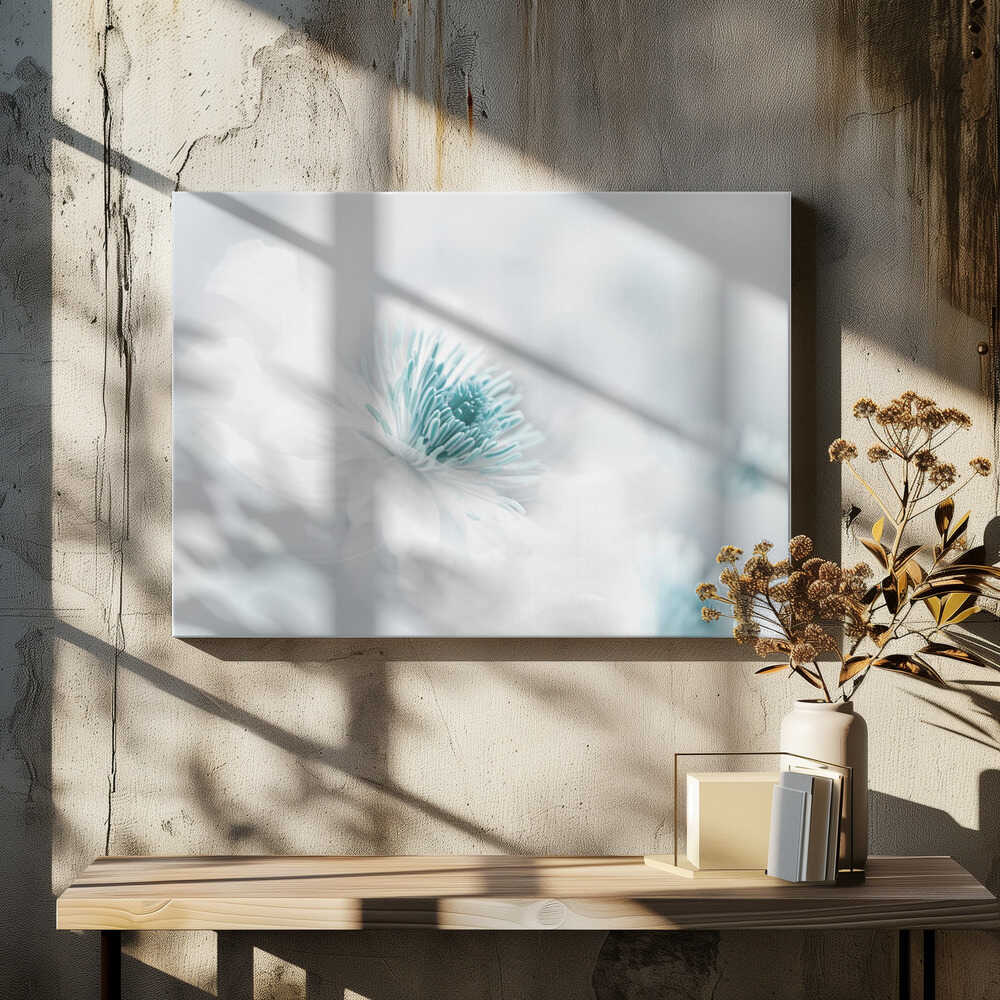 Soft Blue Floral Dream - Photographic Stretched Canvas Poster or Fine Art Print