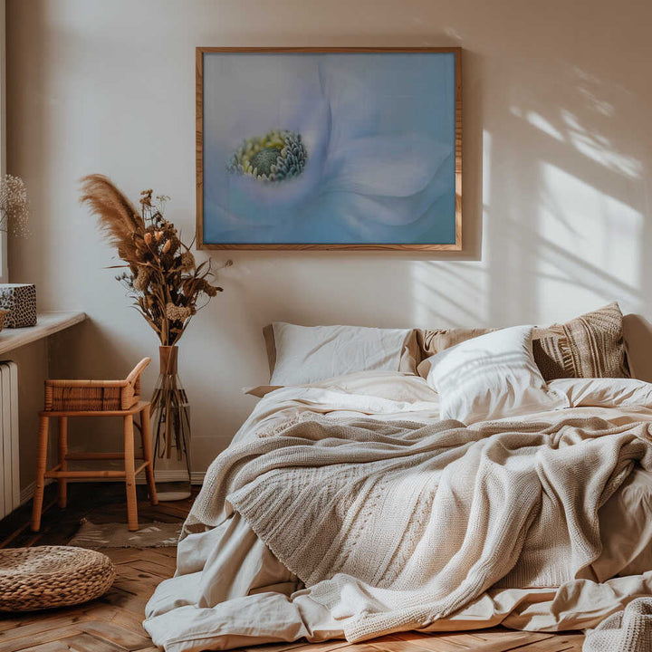 Soft Blue Flower - Floral Photographic Stretched Canvas Poster or Fine Art Print