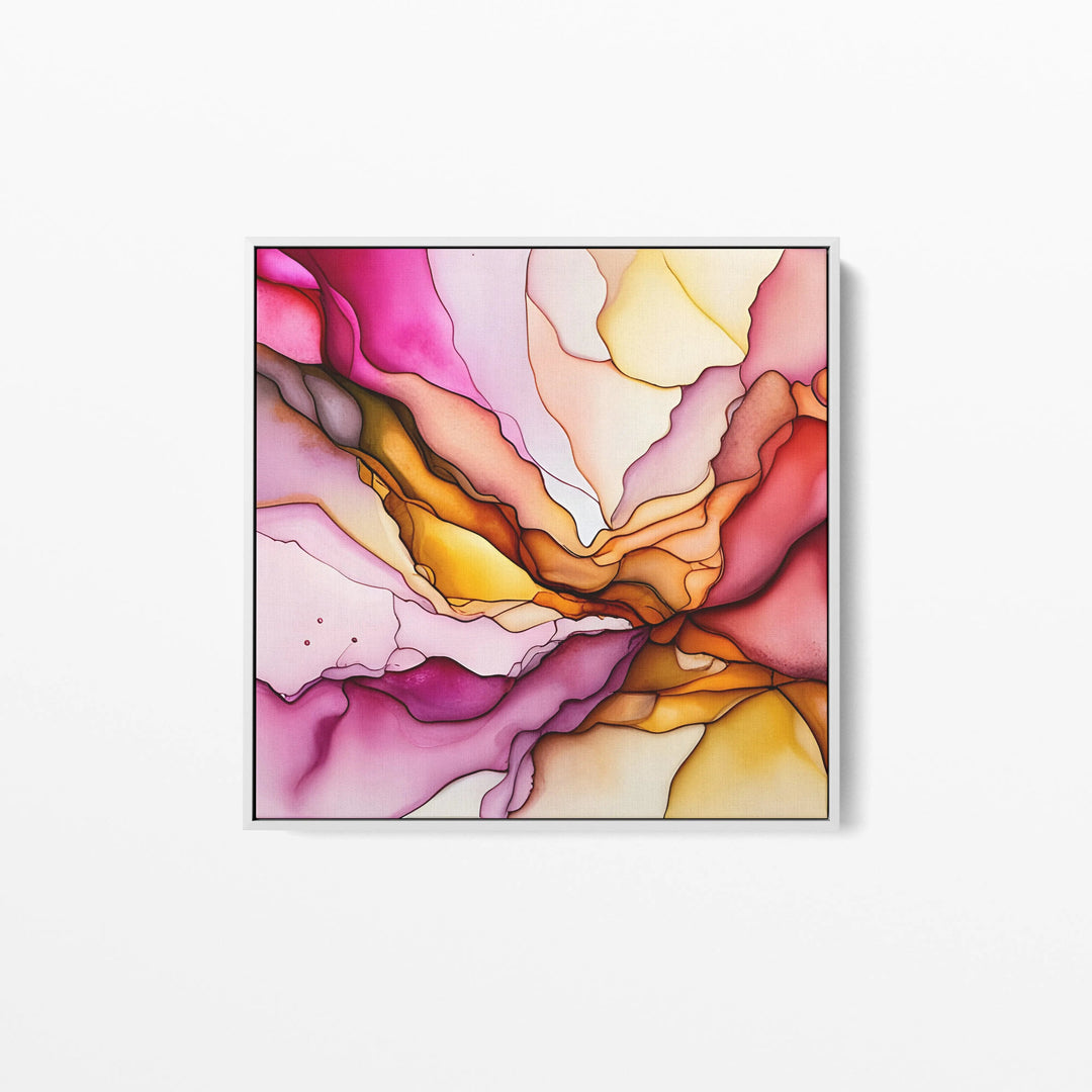 Soft Folds - Pink and Yellow Alcohol Ink - Stretched Canvas Canvas Print or Framed Art Print I Heart Wall Art Australia 