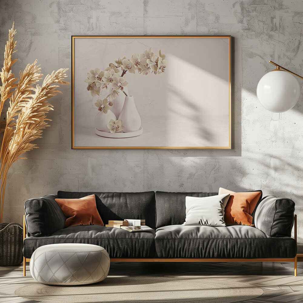 Soft Orchid Still Life - Floral Photographic Stretched Canvas Poster or Fine Art Print