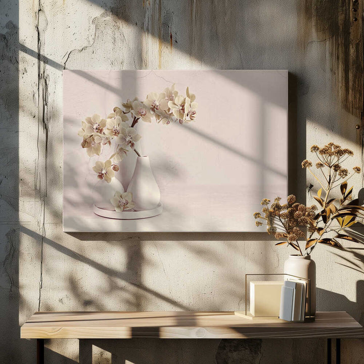 Soft Orchid Still Life - Floral Photographic Stretched Canvas Poster or Fine Art Print