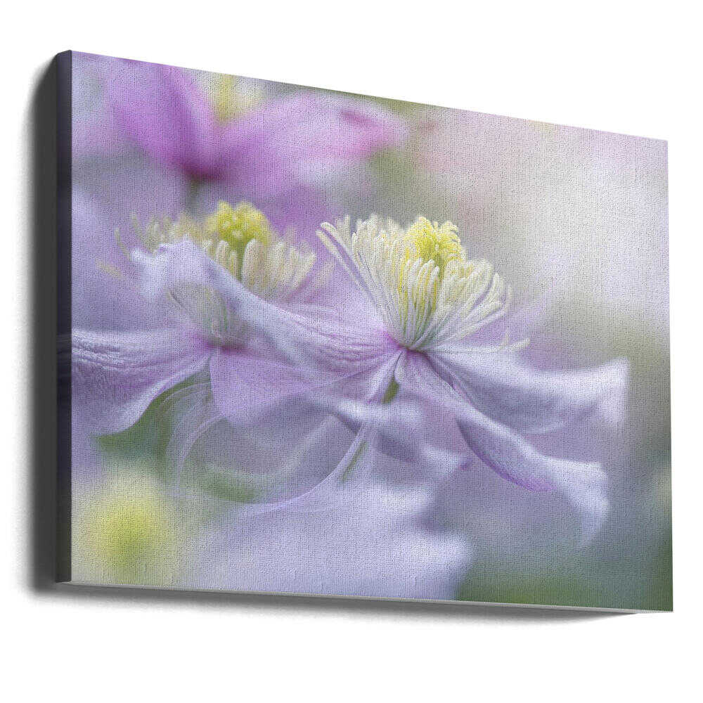 Soft Pastel Flowers - Stretched Canvas Poster or Fine Art Print