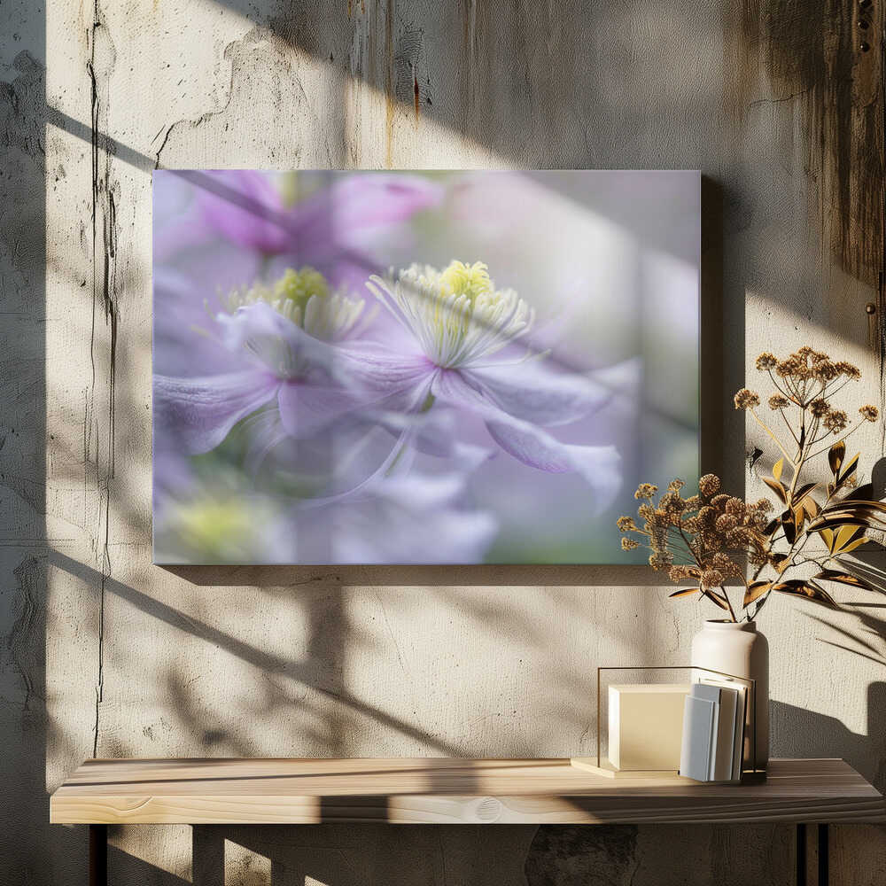 Soft Pastel Flowers - Stretched Canvas Poster or Fine Art Print