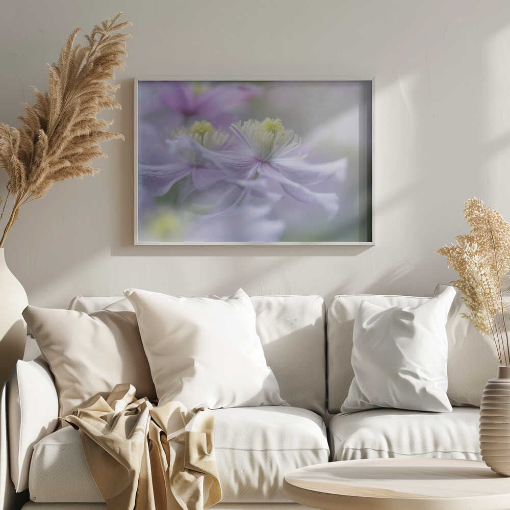 Soft Pastel Flowers - Stretched Canvas Poster or Fine Art Print