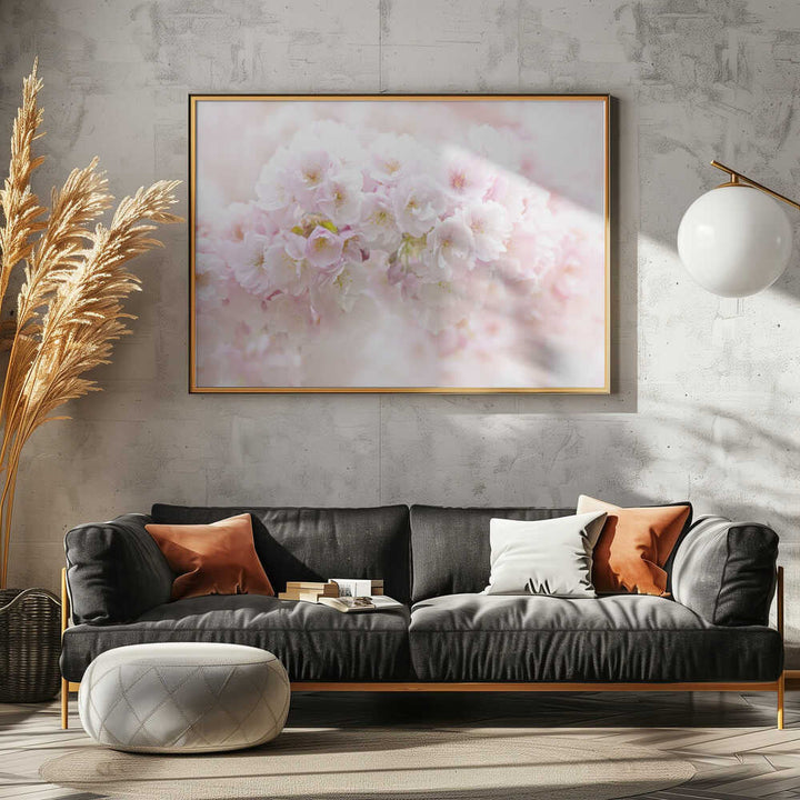 Soft Pink Blossoms - Floral Photographic Stretched Canvas Poster or Fine Art Print